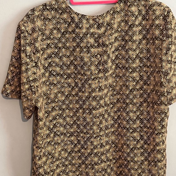 VINTAGE LE SUIT WOMEN BLOUSE  SIZE MEDIUM COLOR TAN/ DARK GREEN SHORT SLEEVE… - Picture 2 of 11